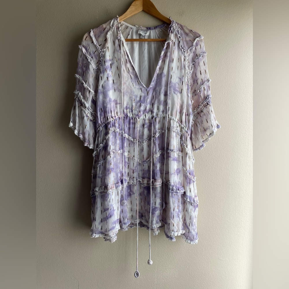 Hemant & Nandita Vivian Women Floral Purple Pink Mini Dress Size Small